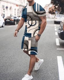 3D T-shirt digital printing short-sleeved shorts suit men's casual beach pants two-piece set - TZ51 - 6XL