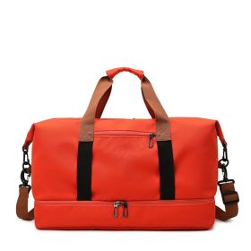 Foldable Waterproof Gym Duffel Bag – Orange Travel Sports Bag with Shoe Compartment & Yoga Mat Holder