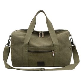 Canvas Travel Bag with Patch Decor Lightweight Luggage for Business Trips - armyGreen