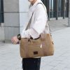 Canvas Travel Bag with Patch Decor Lightweight Luggage for Business Trips - brown