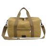 Canvas Travel Bag with Patch Decor Lightweight Luggage for Business Trips - khaki