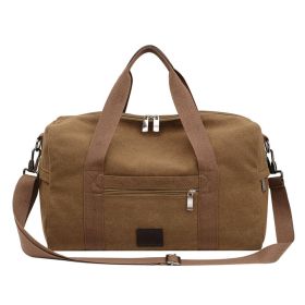 Canvas Travel Bag with Patch Decor Lightweight Luggage for Business Trips - brown