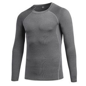 Men's Athletic Long Sleeve Compression Shirts Cool Dry Sport Workout Underwear Shirt,Athletic Base Layer Top - L - Gray