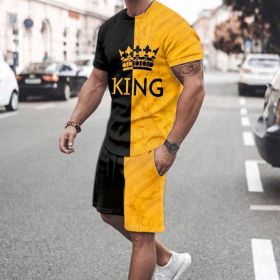 3D T-shirt digital printing short-sleeved shorts suit men's casual beach pants two-piece set - TZ18 - 5XL