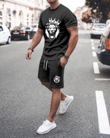 3D T-shirt digital printing short-sleeved shorts suit men's casual beach pants two-piece set - TZ28 - 2XL