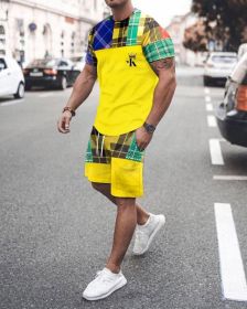 3D T-shirt digital printing short-sleeved shorts suit men's casual beach pants two-piece set - TZ29 - 4XL