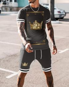 3D T-shirt digital printing short-sleeved shorts suit men's casual beach pants two-piece set - TZ19 - 2XL