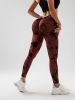 2 Pack Tie-Dye High Waist V-Back Yoga Leggings, Peach-Hip Enhancing Athleisure Tights, Sport Style Fitness Pants - 2PACK1 - S