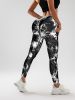 2 Pack Tie-Dye High Waist V-Back Yoga Leggings, Peach-Hip Enhancing Athleisure Tights, Sport Style Fitness Pants - 2PACK1 - S