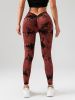 Tie Dye Slimming Yoga Leggings, Butt Lifting High Stretch Casual Fitness Yoga Pants, Women's Activewear - Black - S