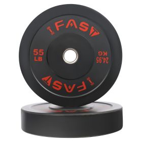 Olympic Bumper Weight Plates, Rubber Plate with 2-Inch Steel Insert Rubberized Weightlifting Barbell Plates 55LB, Pairs or Sets - as Pic