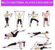 2-Section Pilates Bar with Latex Resistance Bands – Portable Full Body Strength Trainer for Squats, Yoga & Home Gym – Purple