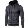 Men's polka dot zipper hoodie sweater Autumn and winter plush warm hoodie hoodie sweatshirt - Black - M