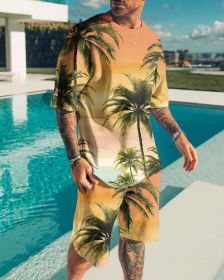 Fashion Men's Casual Sports Suit Digital Printing T-Shirt Casual Two Piece Set - NT72-7 - 3XL