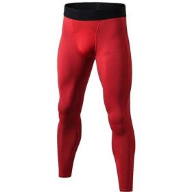 Men's Compression Pants - Workout Leggings for Gym, Basketball, Cycling - XL - Red