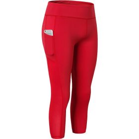 Women High Waist Yoga Leggings Gym Pants - S - Red