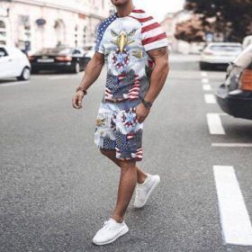3D T-shirt digital printing short-sleeved shorts suit men's casual beach pants two-piece set - TZ10 - 5XL