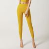 Brand Yoga Pants Hidden Pockets At Waist Fitness Sports Leggings Women Sportswear Stretchy Pants Gym Push Up Workout Clothing - Yellow - L