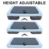 Adjustable Workout Aerobic Stepper in Fitness & Exercise Step Platform Trainer Gray Black with 2 Risers - as Pic