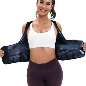 Womens Sauna Sweat Suit Weight Loss Waist Trainer Shirt - blue - M