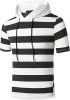 Men's New Muscle T-Shirt Gym Hooded Sports Short Sleeve Striped Slim T-Shirt - Dark gray-XL