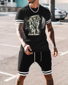 3D T-shirt digital printing short-sleeved shorts suit men's casual beach pants two-piece set - TZ24 - 2XL