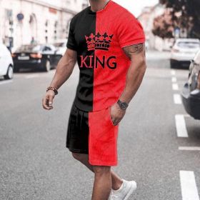 3D T-shirt digital printing short-sleeved shorts suit men's casual beach pants two-piece set - TZ17 - 6XL