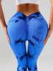 Tie Dye Slimming Yoga Leggings, Butt Lifting High Stretch Casual Fitness Yoga Pants, Women's Activewear - Black - S