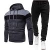 New triple color zipper sweater suit for men's sports leisure oversize loose sweater suit - Red - S
