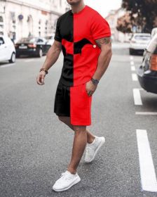 3D T-shirt digital printing short-sleeved shorts suit men's casual beach pants two-piece set - TZ52 - 2XL