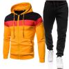 New triple color zipper sweater suit for men's sports leisure oversize loose sweater suit - Red - S