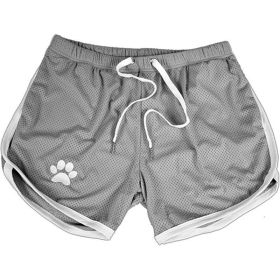 Men Gym Fitness Shorts Bodybuilding sports Jogging shorts Male 2022 Summer Cool Breathable Mesh casual men Shorts Sweatpants - M - Gray white
