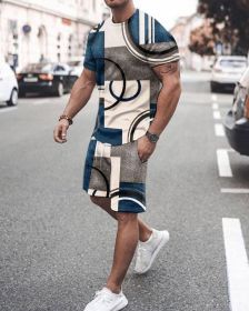 3D T-shirt digital printing short-sleeved shorts suit men's casual beach pants two-piece set - TZ25 - 3XL