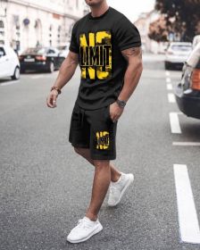 3D T-shirt digital printing short-sleeved shorts suit men's casual beach pants two-piece set - TZ27 - L