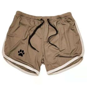 Men Gym Fitness Shorts Bodybuilding sports Jogging shorts Male 2022 Summer Cool Breathable Mesh casual men Shorts Sweatpants - XXL - Khaki white