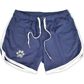 Men Gym Fitness Shorts Bodybuilding sports Jogging shorts Male 2022 Summer Cool Breathable Mesh casual men Shorts Sweatpants - XXL - Blue white