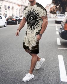 3D T-shirt digital printing short-sleeved shorts suit men's casual beach pants two-piece set - TZ22 - 5XL
