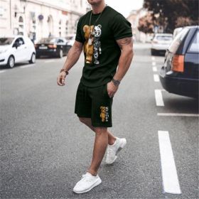 3D T-shirt digital printing short-sleeved shorts suit men's casual beach pants two-piece set - TZ21 - S