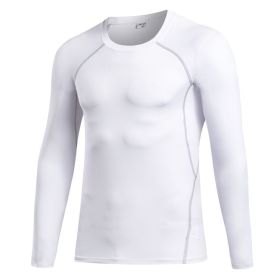Men's Athletic Long Sleeve Compression Shirts Cool Dry Sport Workout Underwear Shirt,Athletic Base Layer Top - M - White