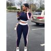 Summer Fashion Women Sport Suit Casual Splice Suit 2 Pieces Sets - Burgundy - M