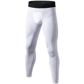 Men's Compression Pants - Workout Leggings for Gym, Basketball, Cycling - M - White