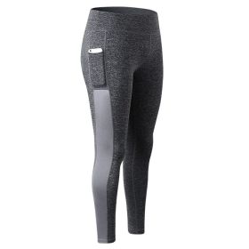 High Waist Yoga Pants with Pockets, Tummy Control Workout Running Yoga Leggings for Women - S - Gray