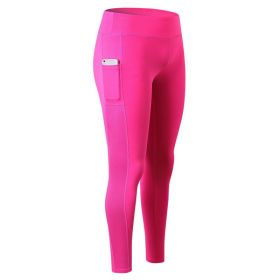 High Waist Yoga Pants with Pockets, Tummy Control Workout Running Yoga Leggings for Women - M - ROse