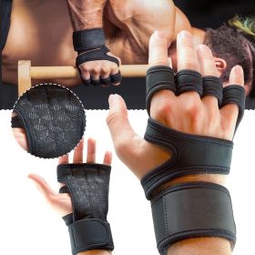 Unisex Weightlifting Gloves – Gym Wrist & Palm Protector for Training, Fitness, & Bodybuilding (Color: Black, Large)